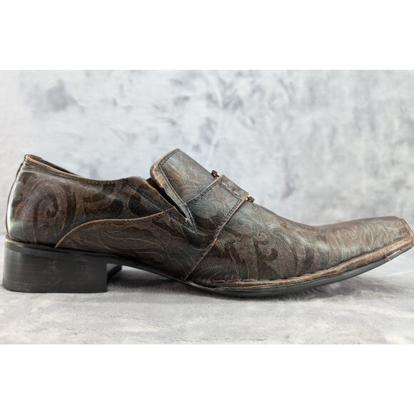 Antonio Zengara skull wing square toe slip-on loafer brown Italian dress Size 9 main image 5